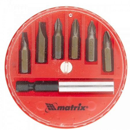 Набор бит магнитный адаптер для бит 7 предметов пластиковый кейс Matrix 11392