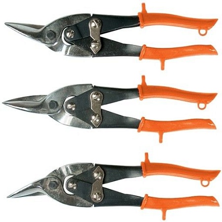 Ножницы по металлу 250мм обрезиненные рукоятки 3 шт прямые левые правые Sparta 783205