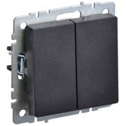 BRITE Выключатель двухклавишный проходной 10А ВС10-2-6-БрЧ черный BR-V22-0-10-K02