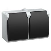 ФОРС Розетка двойная наружная с заземлением с крышкой IP54 ERS22-K03-16-54-DC
