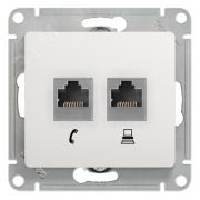 GLOSSA Розетка телефон/компьютер RJ11+RJ45 категория 5е в рамку белая GSL000185