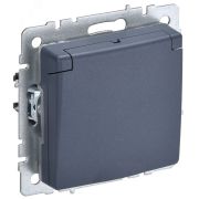 BRITE Розетка с заземлением с защитными шторками и крышкой 16А IP44 РСбш10-3-44-БрМ маренго BR-R16-16-44-K35