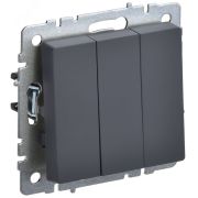 BRITE Выключатель трехклавишный 10А ВС10-3-0-БрГ графит BR-V30-0-10-K53