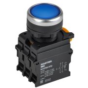 Кнопка с подсвет. и фикс. d=22мм 1NO+1NC синяя MASTER IEK MI-BT60-11TD-3-11-K07