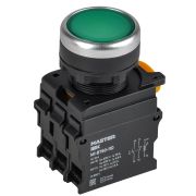 Кнопка с подсветкой d=22мм 1NO+1NC зелёная MASTER IEK MI-BT60-11D-3-12-K06