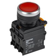 Кнопка с подсвет. и фикс. d=22мм 1NO+1NC красная MASTER IEK MI-BT60-11TD-3-11-K04