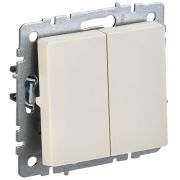 BRITE Выключатель двухклавишный 10А ВС10-2-0-БрКр бежевый BR-V20-0-10-K10