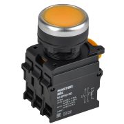 Кнопка с подсветкой d=22мм 1NO+1NC жёлтая MASTER IEK MI-BT60-11D-3-12-K05