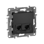 ETIKA Двойная розетка RJ 45 категория 5е UTP антра 672655