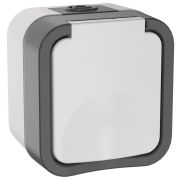 Розетка 1-местная заземляющим контактом и крышкой TORS 16А IP55 белый TS-R16-16-55-K41