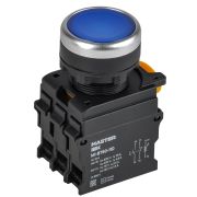 Кнопка с подсветкой d=22мм 1NO+1NC синяя MASTER IEK MI-BT60-11D-3-12-K07
