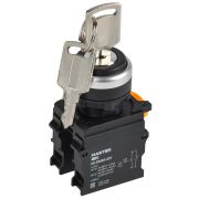 Переключатель с ключом 3 полож. 1NO+1NC чёрный MASTER IEK MI-SW60-20Y-3-34-3-K02
