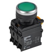 Кнопка с подсвет. и фикс. d=22мм 1NO+1NC зелёная MASTER IEK MI-BT60-11TD-3-11-K06