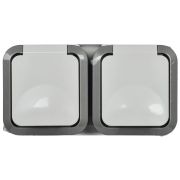 Розетка 2-местная горизонтальная TORS 16А IP55 белый TS-R26-16-55-G-K41