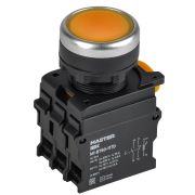 Кнопка с подсвет. и фикс. d=22мм 1NO+1NC жёлтая MASTER IEK MI-BT60-11TD-3-11-K05