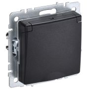 BRITE Розетка с заземлением с защитными шторками и крышкой 16А IP44 РСбш10-3-44-БрЧ черный BR-R16-16-44-K02