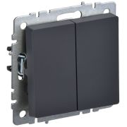 BRITE Выключатель двухклавишный 10А ВС10-2-0-БрГ графит BR-V20-0-10-K53