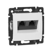 Розетка компьютерная двойная RJ45 категория 5Е UTP с захватами белый VALENA 774231