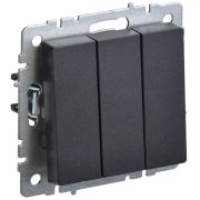 BRITE Выключатель трехклавишный 10А ВС10-3-0-БрЧ черный BR-V30-0-10-K02