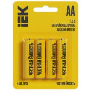 Батарейка щелочная Alkaline LR06/AA (4шт/блистер) IEK ABT-LR06-OP-L04