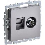 BRITE Розетка двойная TV+RJ45 кат.5E РТВ/РК12-БрС сталь BR-AK20-1-K46