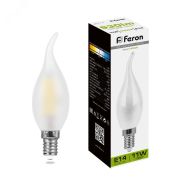 Лампа светодиодная LED 11вт Е14 белый матовая свеча на ветру FILAMENT 38011