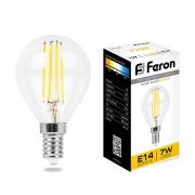 Лампа светодиодная LED 7вт Е14 теплый шар FILAMENT 25874