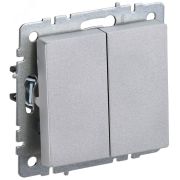 BRITE Выключатель двухклавишный 10А ВС10-2-0-БрА алюминий BR-V20-0-10-K47