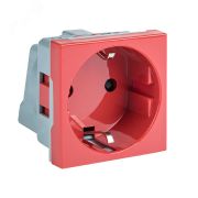 Розетка 45х45 (2 модуля), с заземлением, красная, прямая E2MR16-028-70