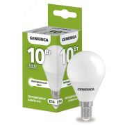 Лампа светодиодная G45 шар 10Вт 230В 4000К E14 GENERICA LL-G45-10-230-40-E14-G