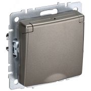 BRITE Розетка с заземлением с защитными шторками и крышкой 16А IP44 РСбш10-3-44-БрШ шампань BR-R16-16-44-K37