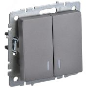 BRITE Выключатель двухклавишный с индикацией 10А ВС10-2-1-БрС сталь BR-V20-1-10-K46