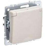 BRITE Розетка с заземлением с защитными шторками и крышкой 16А IP20 РСбш10-3-БрКр бежевый BR-R16-16-K10