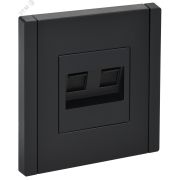 FORTE&PIANO Розетка компьютерная двойная RJ45 кат.5E FP133 черный IEK FP-K20-1-K02