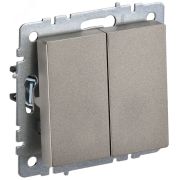 BRITE Выключатель двухклавишный проходной 10А ВС10-2-6-БрШ шампань BR-V22-0-10-K37