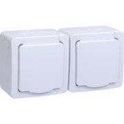 Гермес PLUS Розетка двойная наружная с заземлением с крышкой IP54 ERMP22-K01-16-54-EC