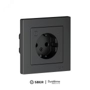 ATLASDESIGN SMART РОЗЕТКА с заземл., со шт., Zigbee, L+N, 16А, мех., КАРБОН ATN001045Z
