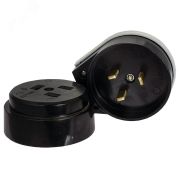 Разъем РШ-ВШ 32А 250В 2P+PE (ОУ) карболитовый черный Simple AS-250-O-03
