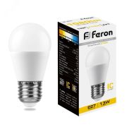 Лампа светодиодная LED 13вт Е27 теплый матовый шар 38104