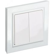 BRITE Выключатель двухклавишный 10А в сборе ВСР10-2-0-БрБ белый BR-V20-0-10-K01-F