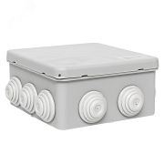 Коробка распределительная КМР-030-014 с крышкой (100х100х50) для прямого монтажа, 10 мембр. вводов серая IP55 EKF plc-kmr-030-014