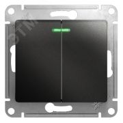 GLOSSA Выключатель двухклавишный с подсветкой схема 5а антрацит в рамку GSL000753