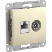 GLOSSA РОЗЕТКА двойная ТВ + компьютерная RJ45, кат. 5Е, БЕЖЕВЫЙ GSL000289