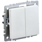 BRITE Выключатель двухклавишный проходной 10А ВС10-2-6-БрЖ жемчуг BR-V22-0-10-K36