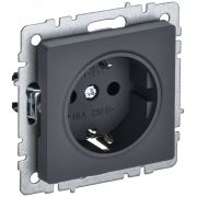 BRITE Розетка с заземлением без защитных шторок 16А РС11-1-0-БрГ графит BR-R11-16-K53