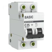 Выключатель автоматический двухполюсный 25А С ВА47-29 4.5кА mcb4729-2-25C