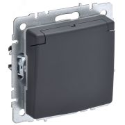 BRITE Розетка одинарная с заземлением с защитными шторками и крышкой 16А IP44 РСбш10-3-44-БрГ графит BR-R16-16-44-K53