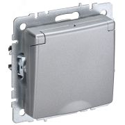 BRITE Розетка с заземлением с защитными шторками и крышкой 16А IP20 РСбш10-3-БрА алюминий BR-R16-16-K47