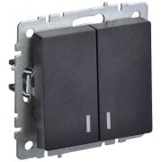 BRITE Выключатель двухклавишный с индикацией 10А ВС10-2-1-БрЧ черный BR-V20-1-10-K02