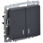 BRITE Выключатель двухклавишный с индикацией 10А ВС10-2-1-БрГ графит BR-V20-1-10-K53